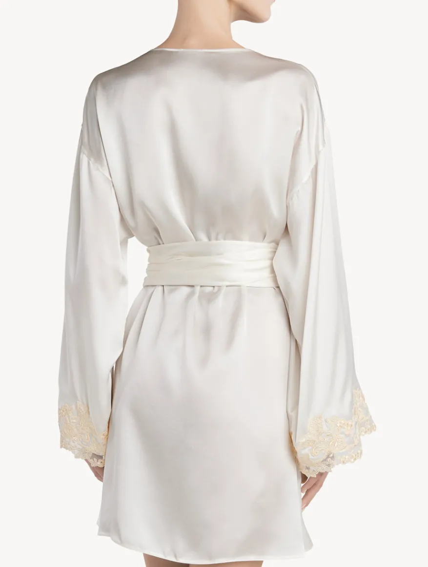 La Perla Silk Satin Short Robe With Frastaglio